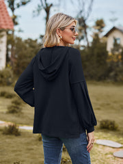 Dropped Shoulder Button-Down Hoodie