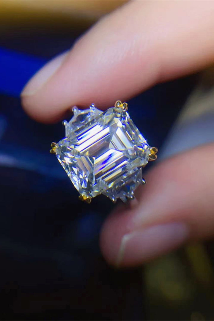 Moissanite silver ring, Sterling silver jewelry, Lab-created gemstone, 5-carat statement ring, Sparkling centerpiece, Affordable luxury ring, Elegant sterling silver band, High-quality craftsmanship, Timeless beauty, Fine jewelry accessory.