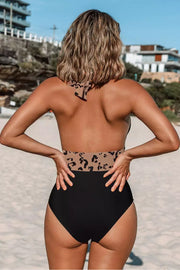 Leopard Halter Neck One-Piece Swimsuit