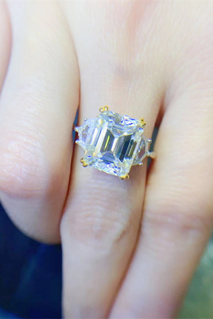 Moissanite silver ring, Sterling silver jewelry, Lab-created gemstone, 5-carat statement ring, Sparkling centerpiece, Affordable luxury ring, Elegant sterling silver band, High-quality craftsmanship, Timeless beauty, Fine jewelry accessory.