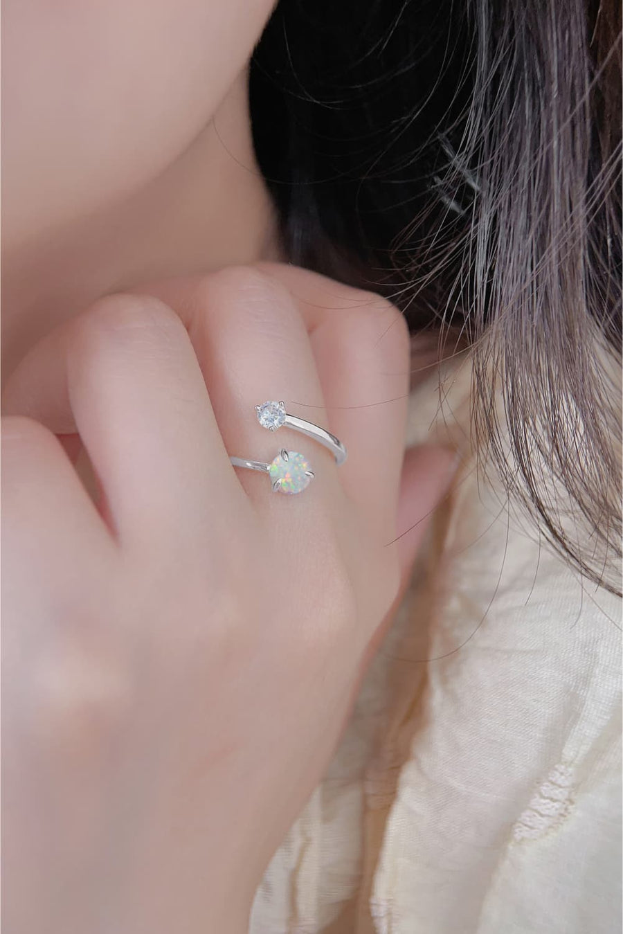 Opal 925 Sterling Silver Bypass Ring