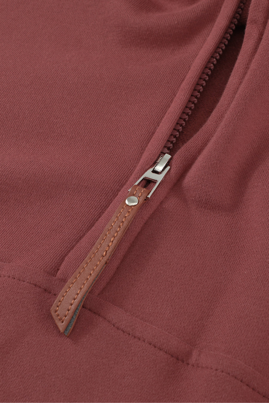 Half Zip Patch Pocket Drawstring Hoodie