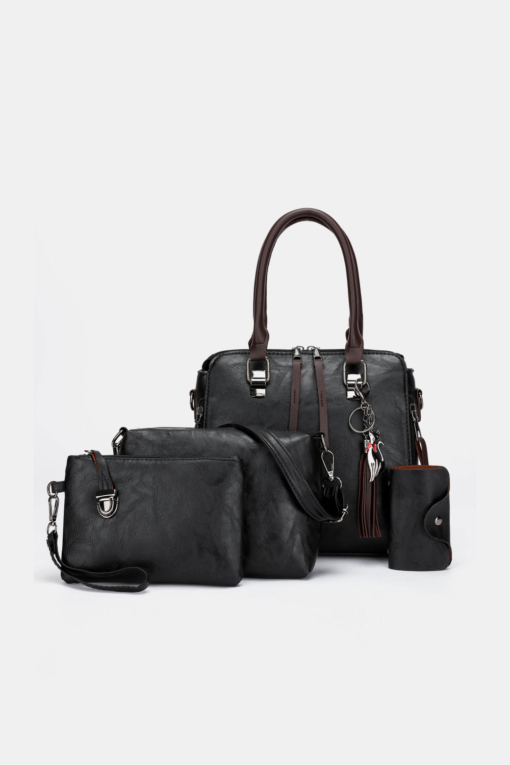 PU leather bags, Fashion accessories, Versatile bag set, Stylish handbags, Four-piece bag collection, Trendy purse set, Faux leather bags, Fashionable accessories, Coordinated bag ensemble, Affordable luxury bags.