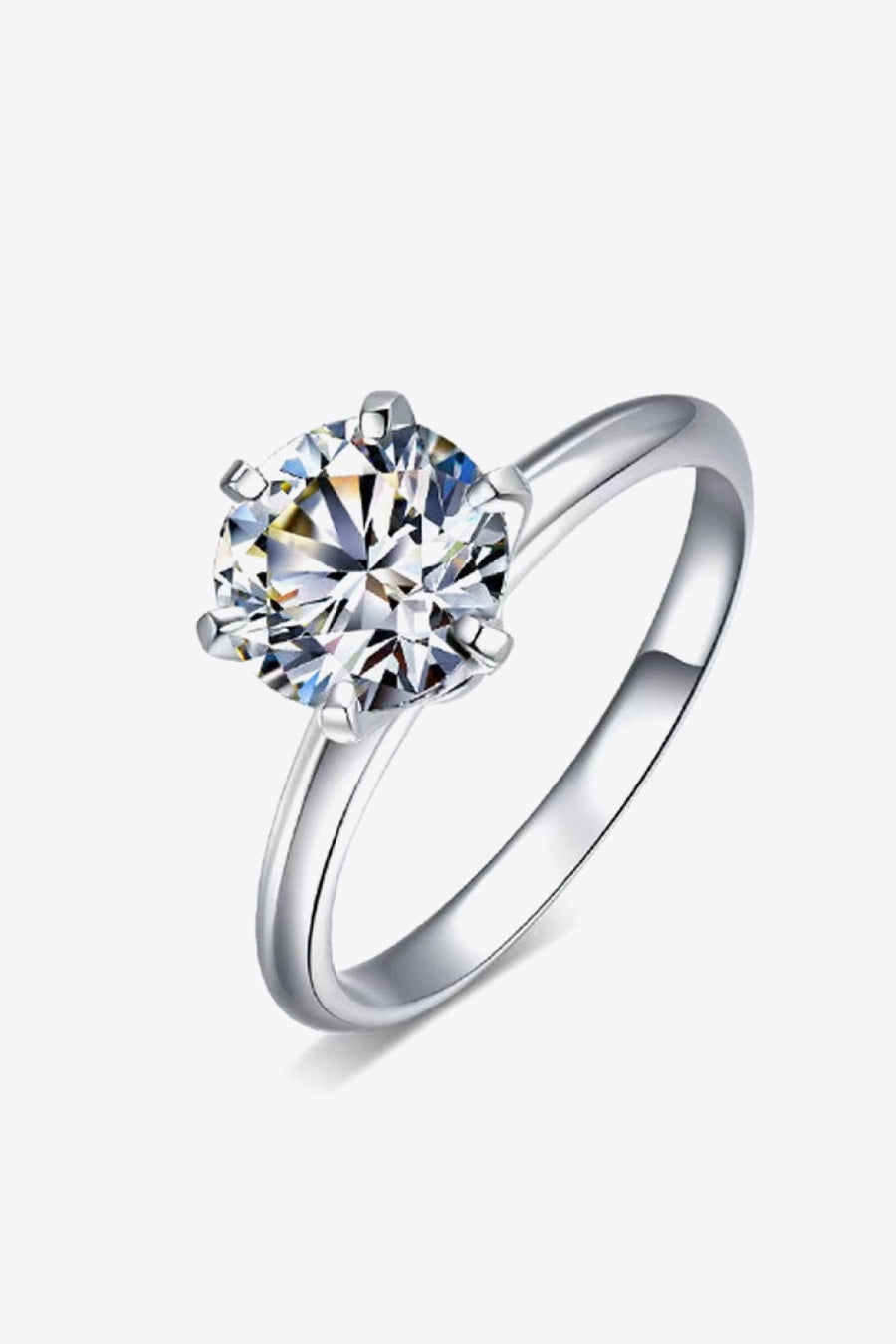 Sterling silver ring, Lab-created gemstone, 3-carat statement piece, Sparkling centerpiece, Elegant six-prong setting, Affordable luxury ring, High-quality craftsmanship, Timeless beauty, Fine jewelry accessory, Moissanite solitaire ring.