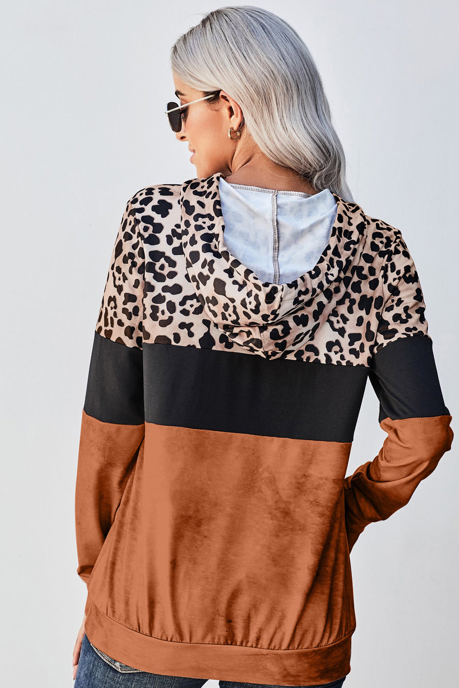 Leopard Color Block Hoodie