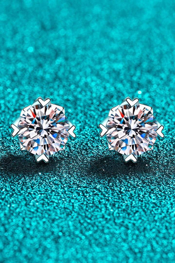 Sterling silver earrings, Lab-created gemstones, 4-carat statement studs, Sparkling centerpiece, Elegant stud design, Affordable luxury earrings, High-quality craftsmanship, Timeless beauty, Fine jewelry accessory, Moissanite stud earrings.