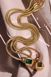 Zircon pendant, 18K gold-plated, geometric shape, necklace, jewelry, fashion accessory, luxury accessory, statement piece, elegant necklace, glamorous pendant