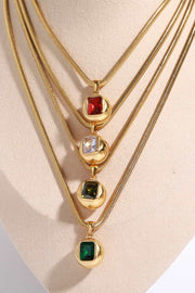 Zircon pendant, 18K gold-plated, geometric shape, necklace, jewelry, fashion accessory, luxury accessory, statement piece, elegant necklace, glamorous pendant