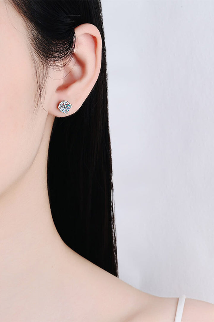 Sterling silver earrings, Lab-created gemstones, 4-carat statement studs, Sparkling centerpiece, Elegant stud design, Affordable luxury earrings, High-quality craftsmanship, Timeless beauty, Fine jewelry accessory, Moissanite stud earrings.