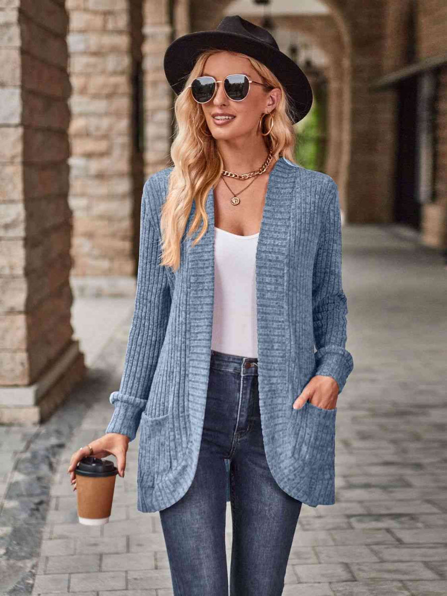 Open Front Cardigan with Pockets