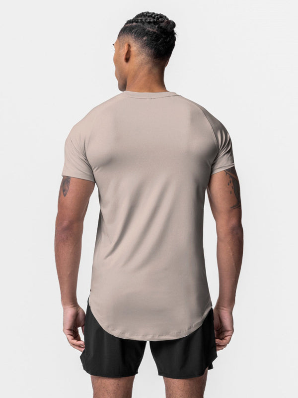Men's Mesh Breathable Quick Dry Fitness Training Stretch Solid Color Casual T-Shirt