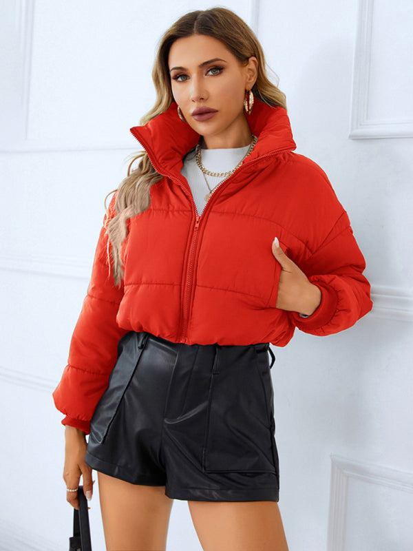 warm stand collar zipper quilted jacketlife