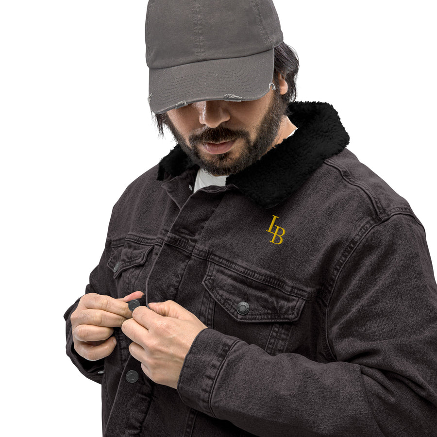 LB Initial Unisex denim sherpa jacket